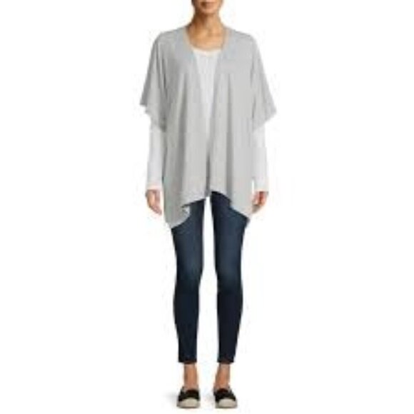 Club Monaco Cashmere Wrap Sweater Gray Open-Front Poncho Cardigan Vest Soft S - Picture 9 of 9